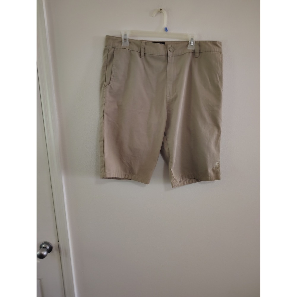 Metal Mulisha Mens Khaki Chino Shorts‎ Size 36 Tan Flat Front Skate Motocross